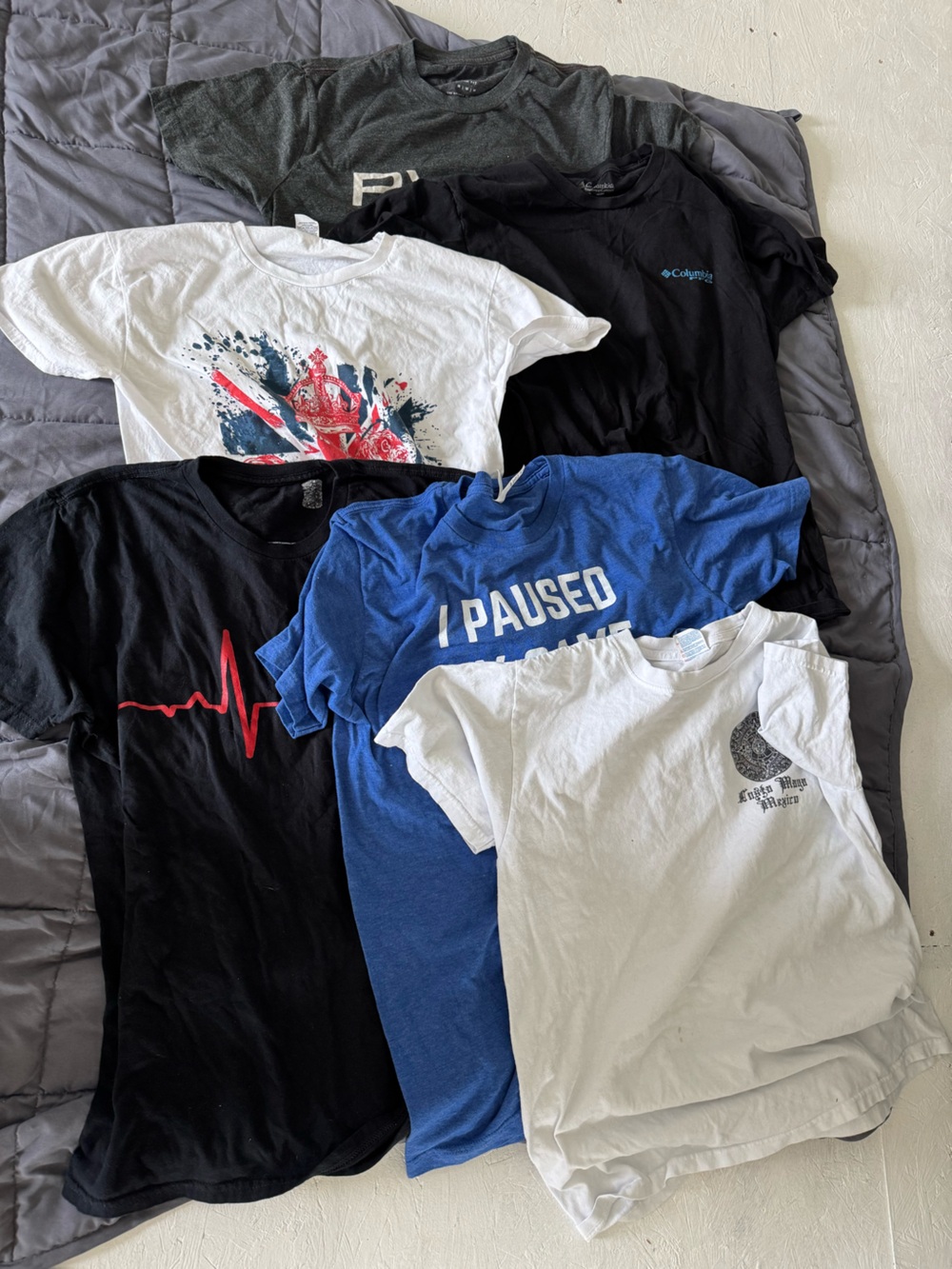 Mixed Graphic Tee Bundle - Blue, Black, White